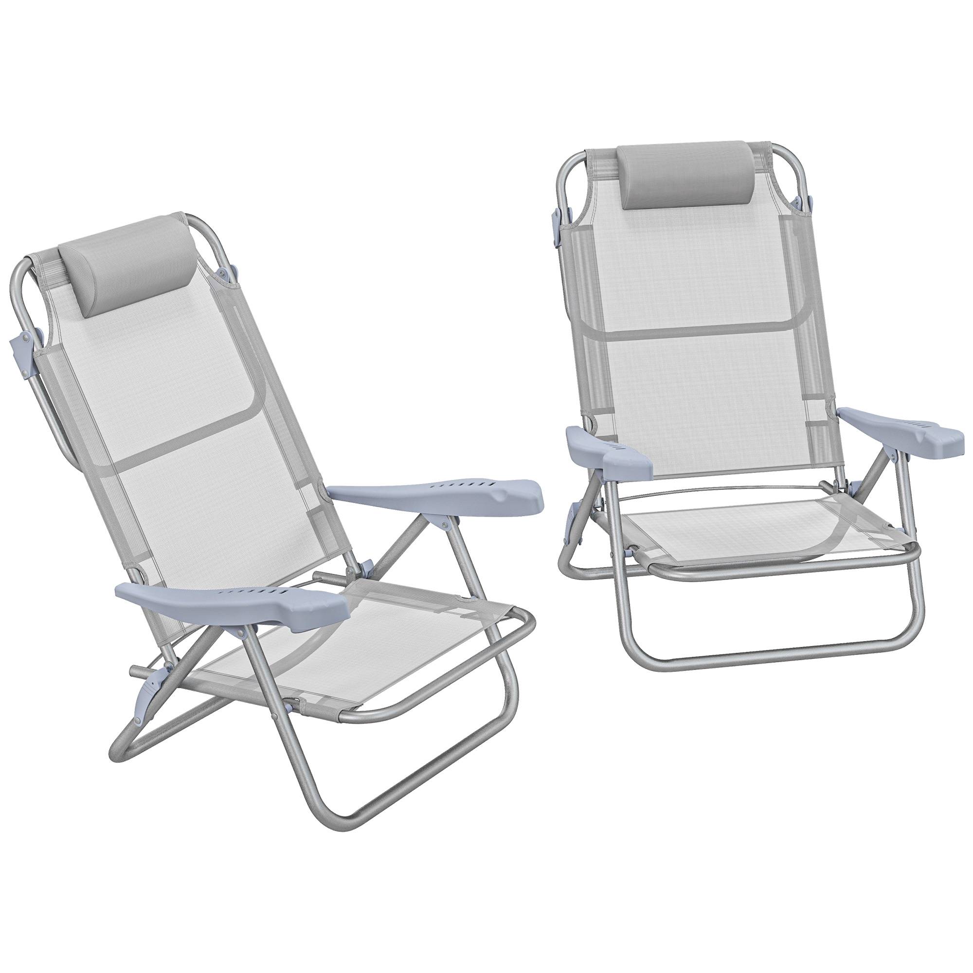 Lot de 2 chaises de jardin pliante aluminium et maille 62 x 65 x 80 cm - PANGIVO - Image 1