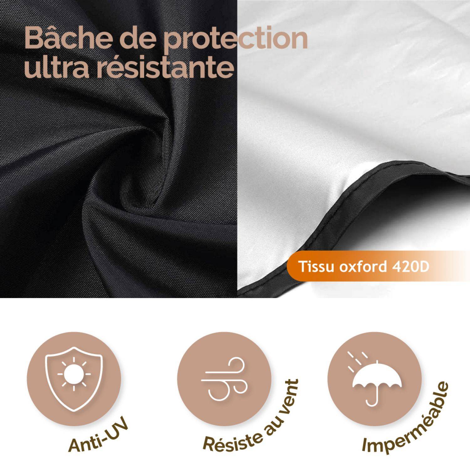 Linxor - Couverture, Bâche de protection pour enrouleur de piscine - 4.80 m - Noir - Linxor - Imagen 4