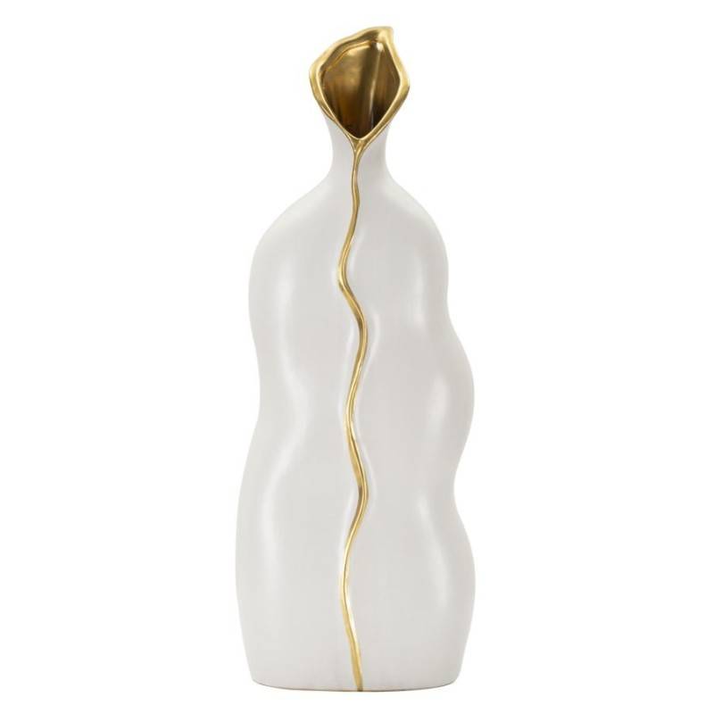 Vase en céramique blanche 19.5x10x50 cm - Mauro Ferretti - Image 1