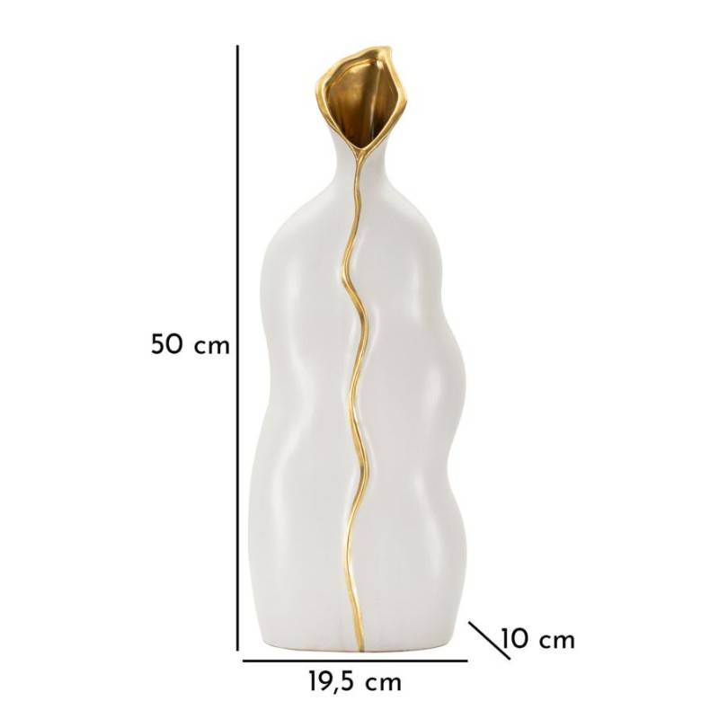 Vase en céramique blanche 19.5x10x50 cm - Mauro Ferretti - Image 6