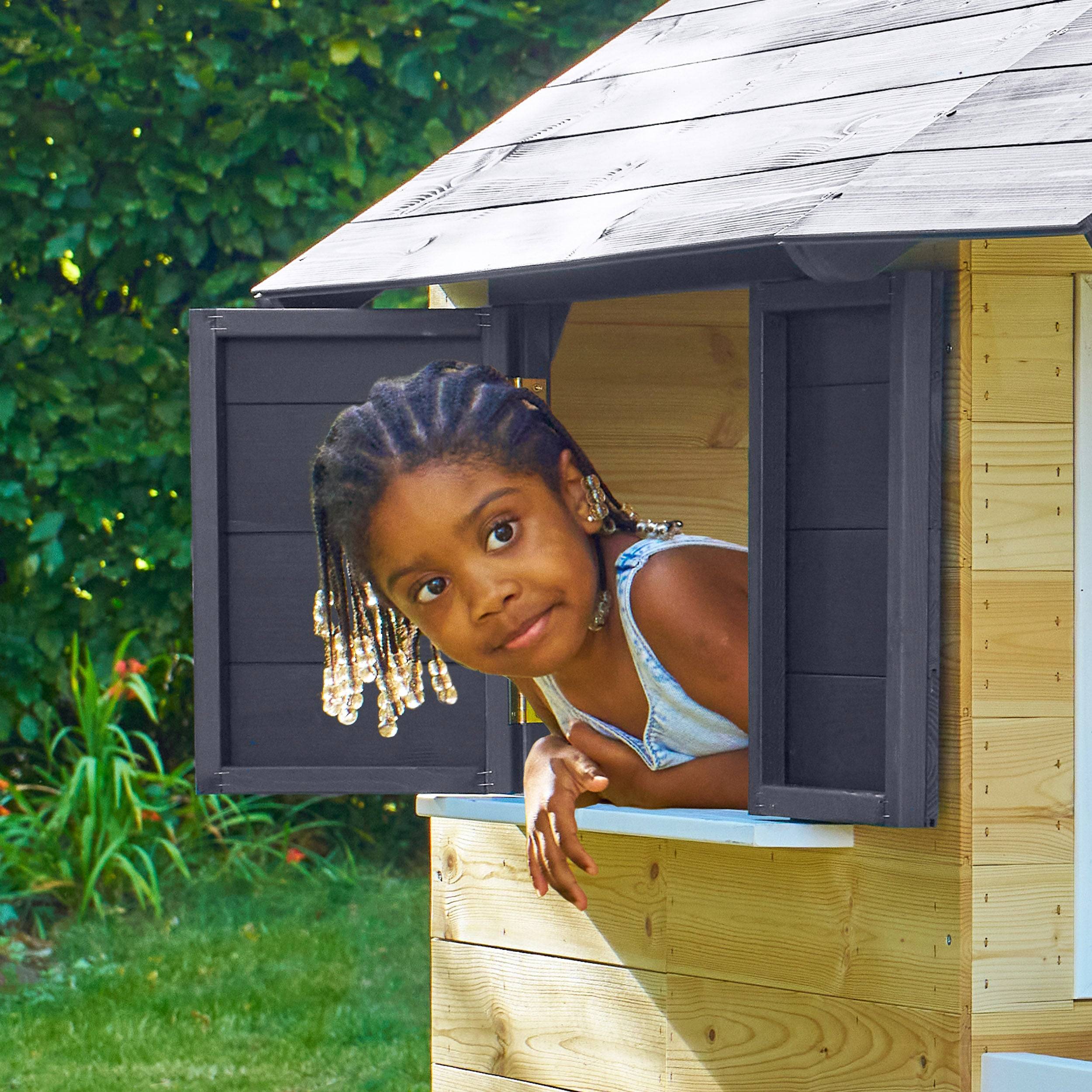 Maisonnette modulable sur pilotis avec balcon et glissière JACINTHES en bois FSC® - Image 9