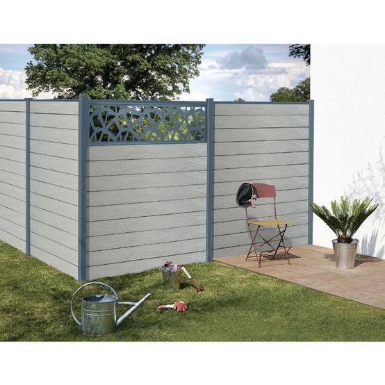 PANNEAU ALU POUR CLOTURE DECOR POLYGONES L 176cm / l 42,8cm - Coloris - Gris anthracite RAL 7016, Largeur - 42,8cm, Longueur - 176cm - Image 2