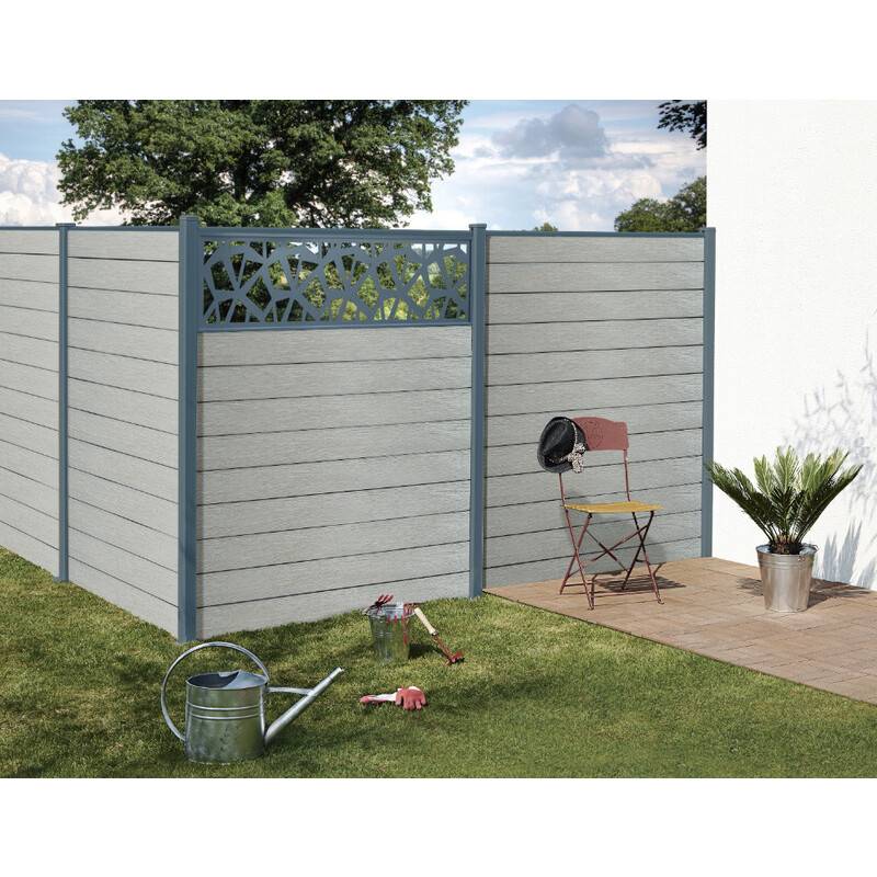 PANNEAU ALU POUR CLOTURE DECOR POLYGONES L 176cm / l 42,8cm - Coloris - Gris anthracite RAL 7016, Largeur - 42,8cm, Longueur - 176cm - Image 2
