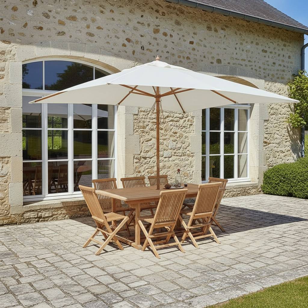 Parasol droit écru 4x3 m Pegasia - Gecko Jardin - Imagen 6