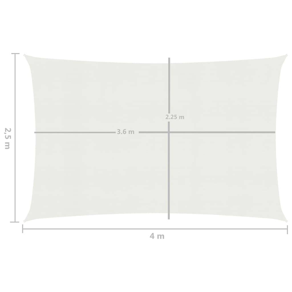 Helloshop26 - Voile toile d'ombrage parasol 160 g/m² PEHD 2,5 x 4 m blanc - Imagen 6