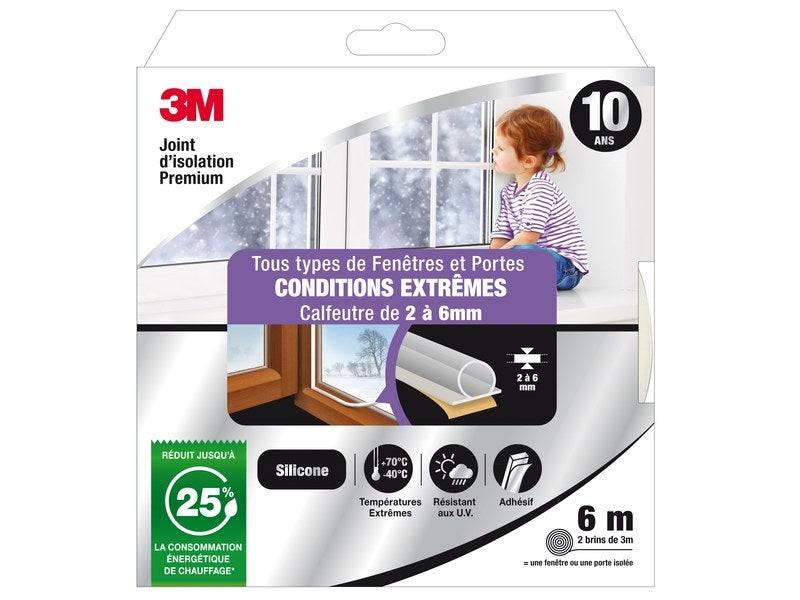 Joint Porte/Fenêtre Très Mauvais Etat Premium 2 À 6mm X 6m Transparent 3M