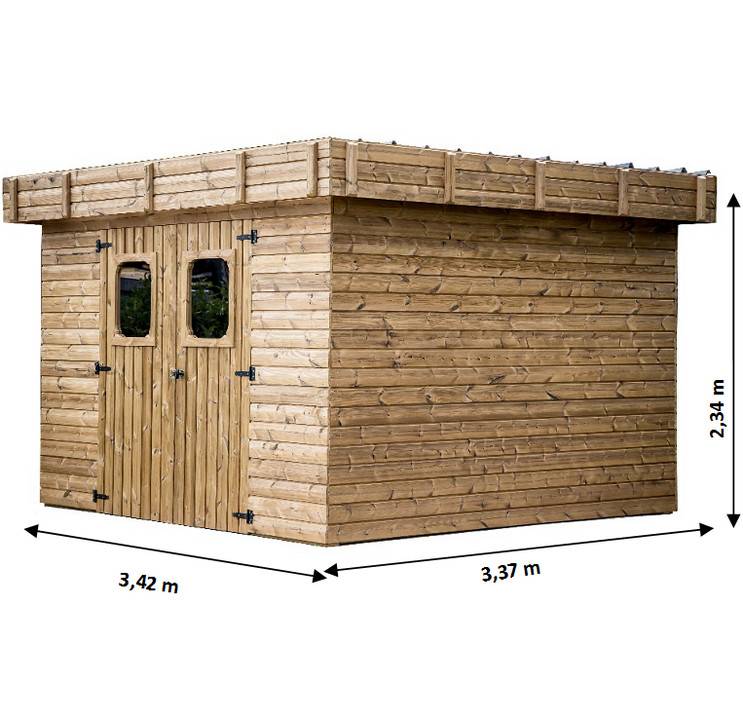 Habrita - Abri THALASSO madriers sans plancher, toit plat bac acier 11,22 m² Habrita - Image 3