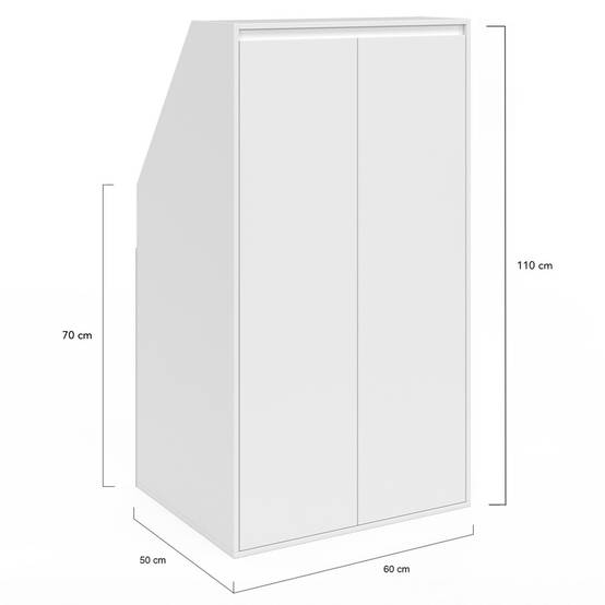 Armoire sous pente 2 portes TOMI 60 x 50 x 110/70 cm blanc - Image 5