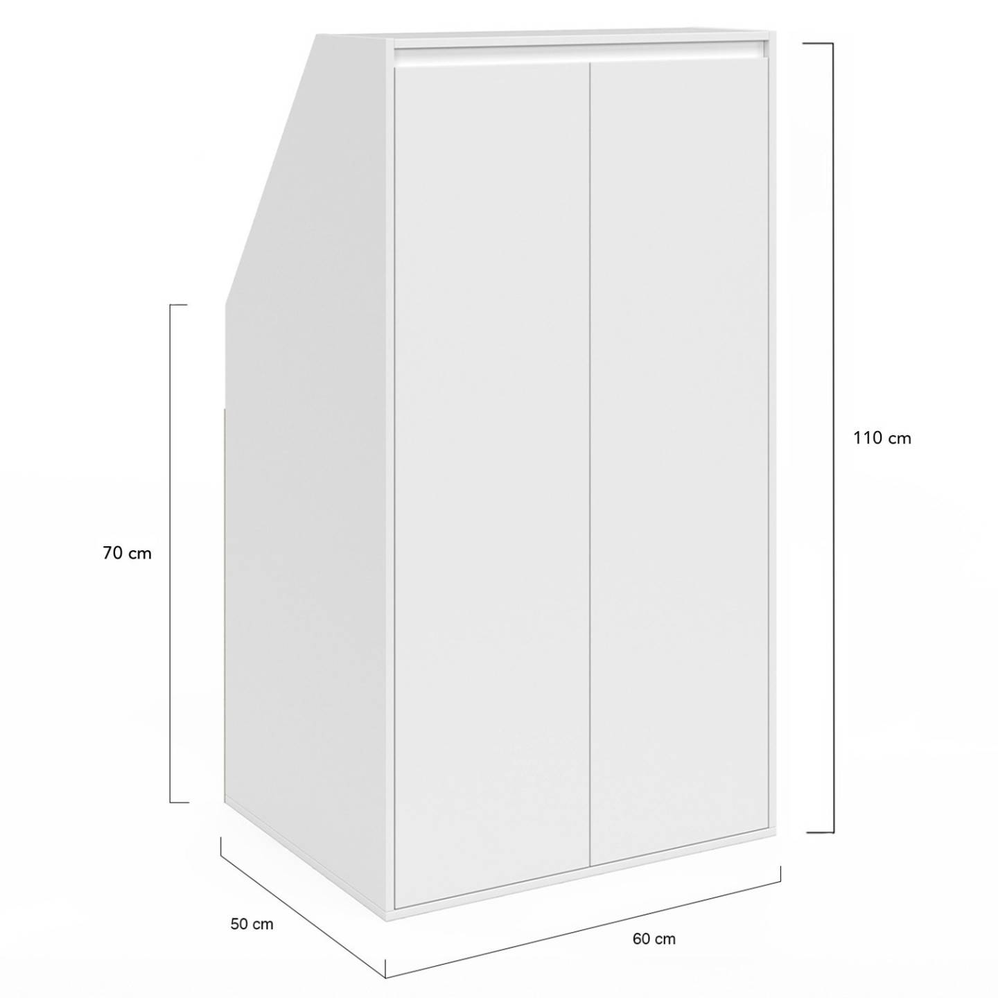 Armoire sous pente 2 portes TOMI 60 x 50 x 110/70 cm blanc - Image 5