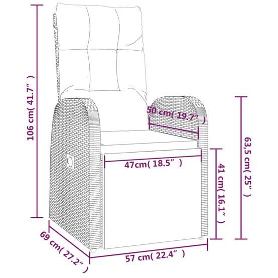 Fauteuil de Jardin Inclinable Résine Tressée avec Repose-pieds et Coussin pour Patio Noir – ComfortXL Outdoor Living - Image 6