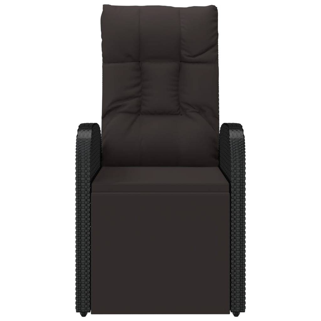 Fauteuil de Jardin Inclinable Résine Tressée avec Repose-pieds et Coussin pour Patio Noir – ComfortXL Outdoor Living - Image 3
