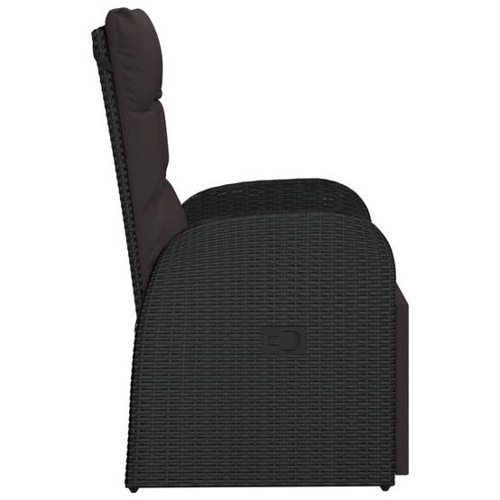 Fauteuil de Jardin Inclinable Résine Tressée avec Repose-pieds et Coussin pour Patio Noir – ComfortXL Outdoor Living - Image 4