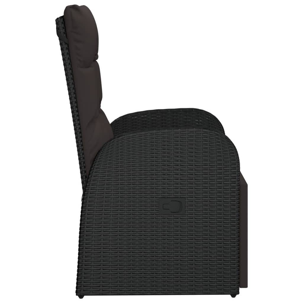 Fauteuil de Jardin Inclinable Résine Tressée avec Repose-pieds et Coussin pour Patio Noir – ComfortXL Outdoor Living - Image 4