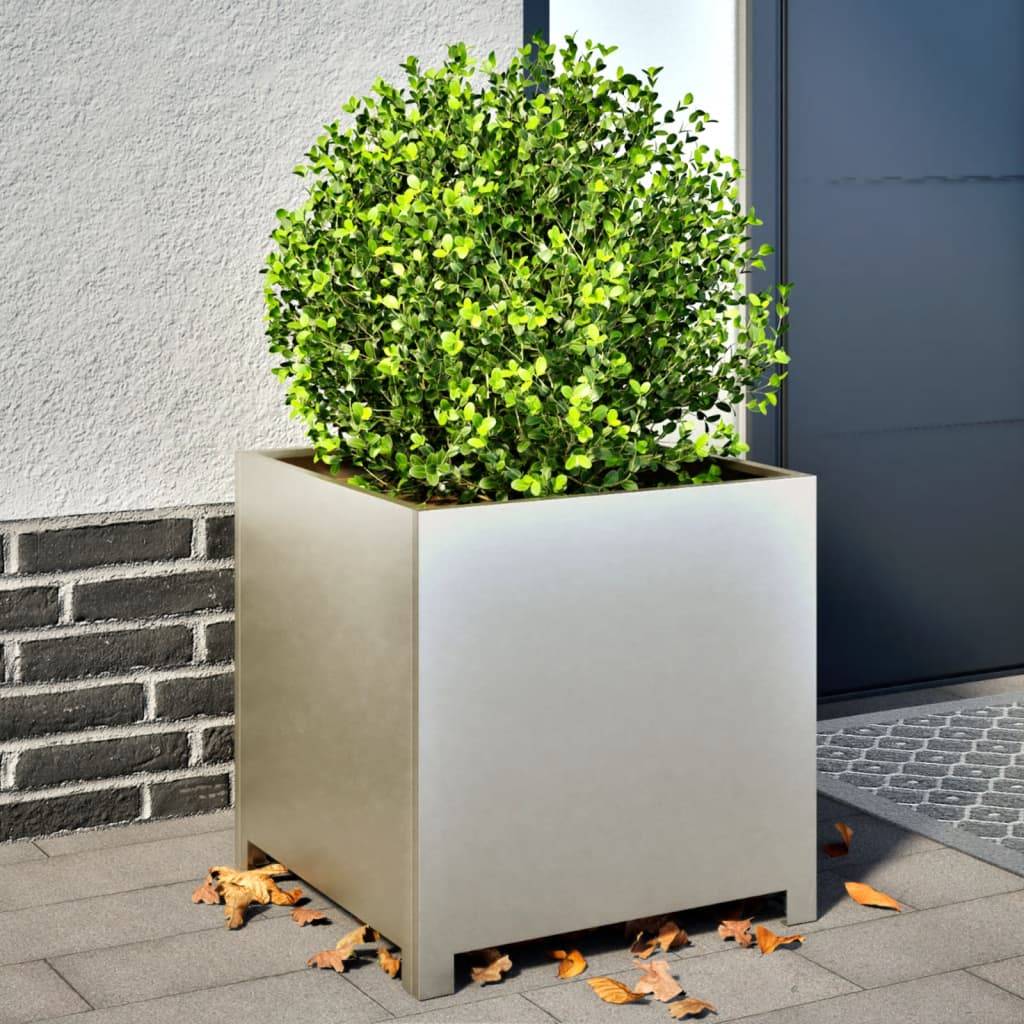 Jardinière acier inoxydable argent 50 x 50 x 50 cm - PANGIVO - Image 1