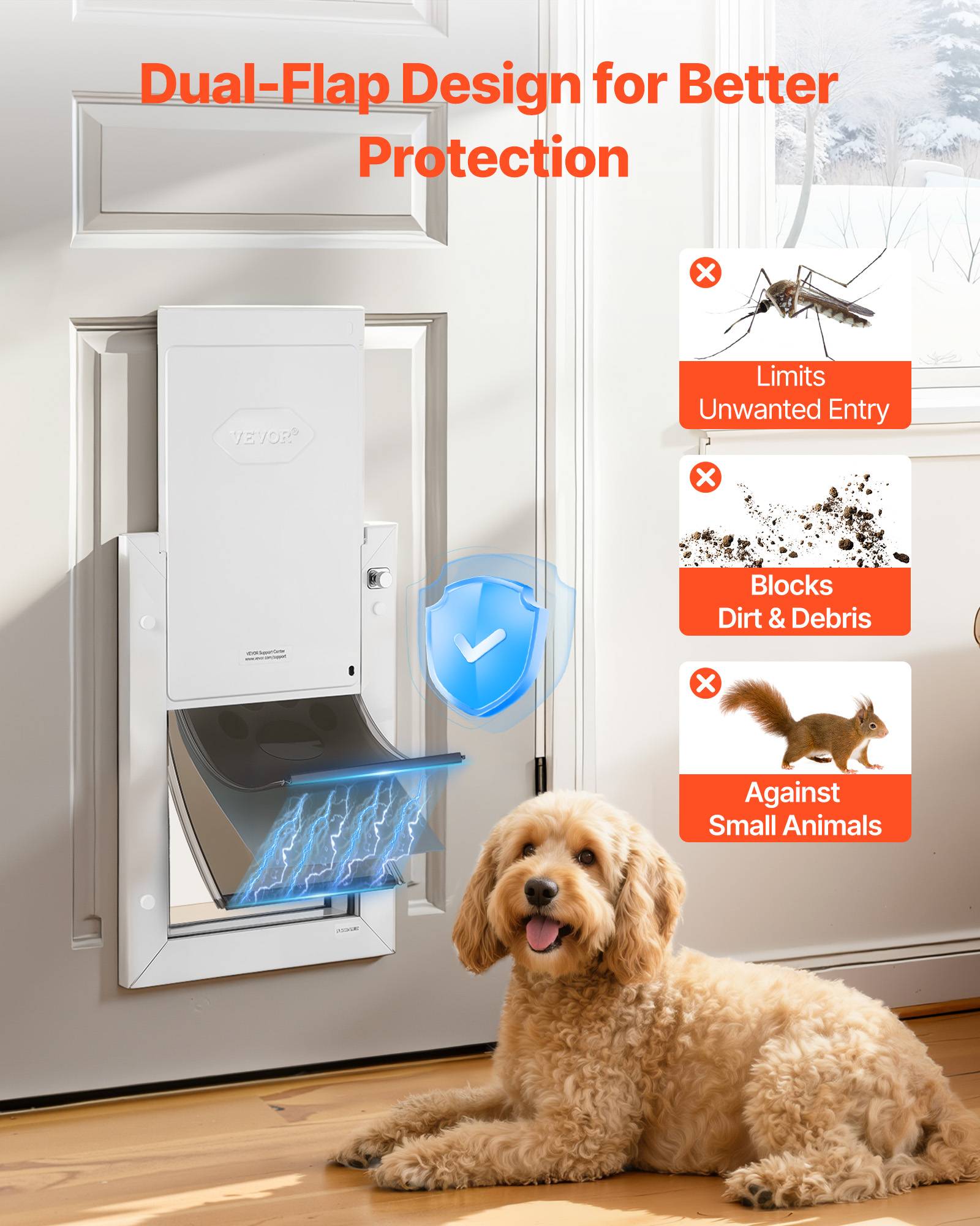 Vevor - VEVOR Porte pour Chien et Chat Chatière à Triple Rabat Magnétique Taille M - Image 3