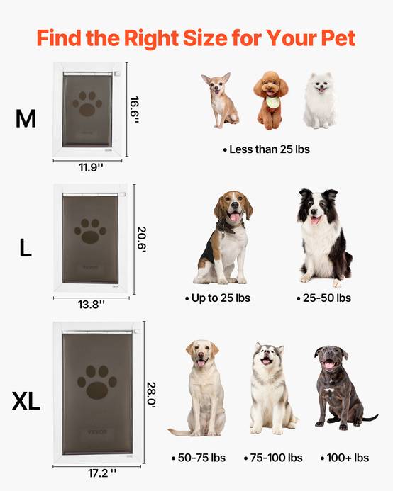 Vevor - VEVOR Porte pour Chien et Chat Chatière à Triple Rabat Magnétique Taille M - Image 6