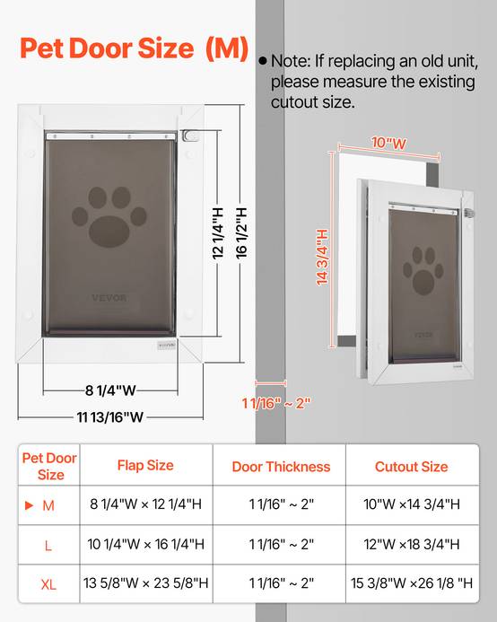 Vevor - VEVOR Porte pour Chien et Chat Chatière à Triple Rabat Magnétique Taille M - Image 5