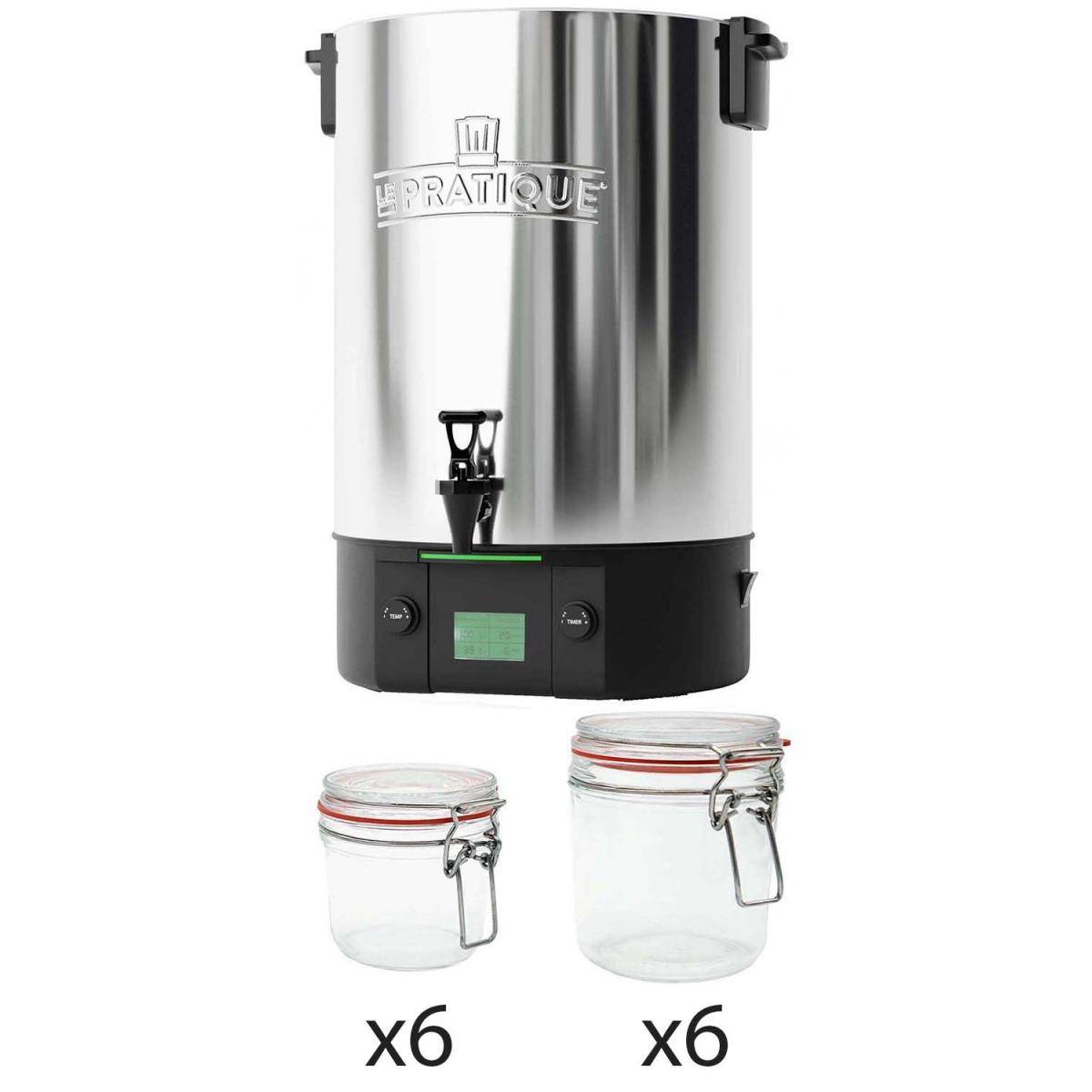 LE PRATIQUE - Stérilisateur électronique en inox 14 bocaux 2200 W avec 12 bocaux en verre Stérilisateur + 6 bocaux de 350 ml + 6 bocaux de 500 ml - Imagen 1