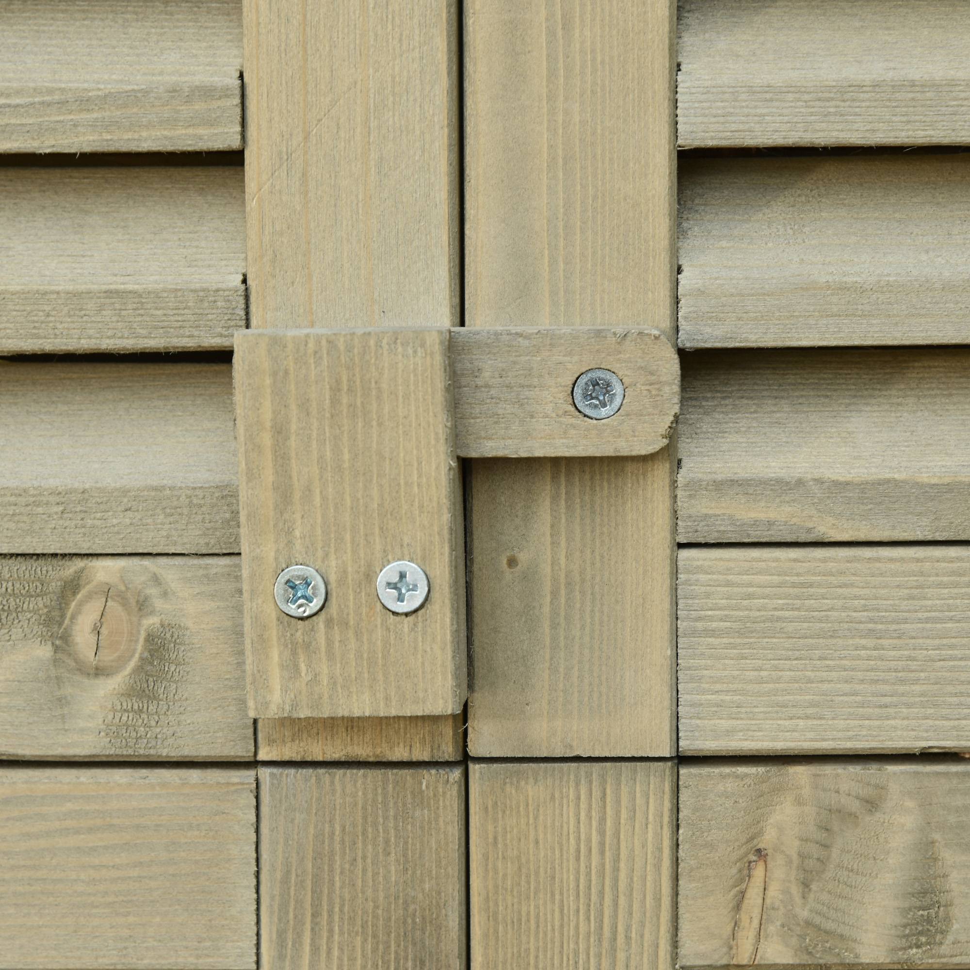 Armoire jardin bois, toit asphalte, porte à lamelles, 4 compartiments, gris, 87x46,5x160 cm - Image 10