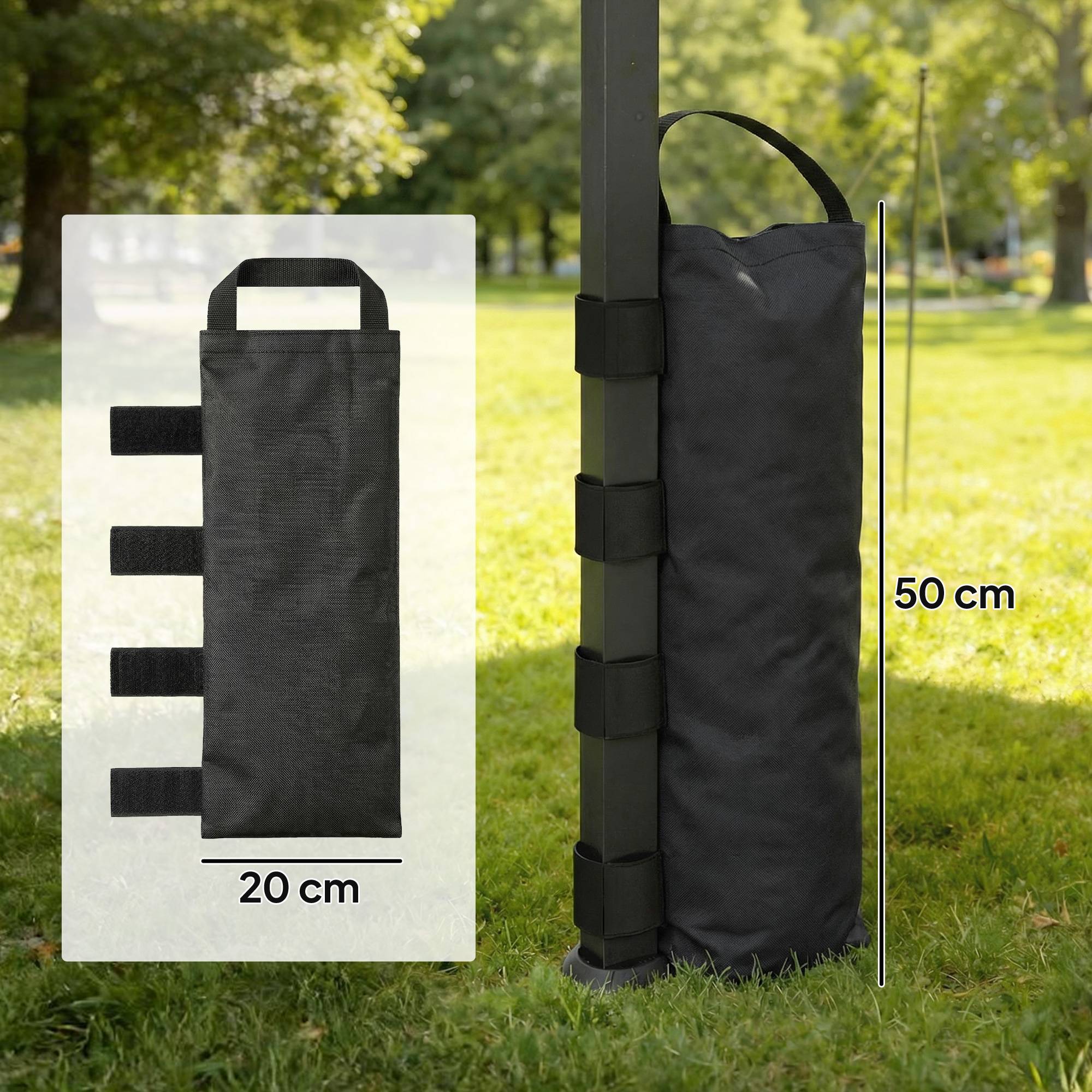 Lot de 8 sacs de lestage tissu Oxford tente barnum fixation velcro noir 20x50 cm - ComfortXL Outdoor Living - Image 5
