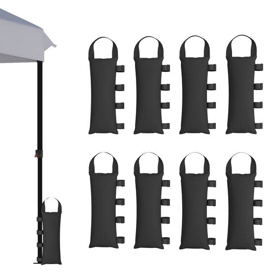 Lot de 8 sacs de lestage tissu Oxford tente barnum fixation velcro noir 20x50 cm - ComfortXL Outdoor Living - Image 2