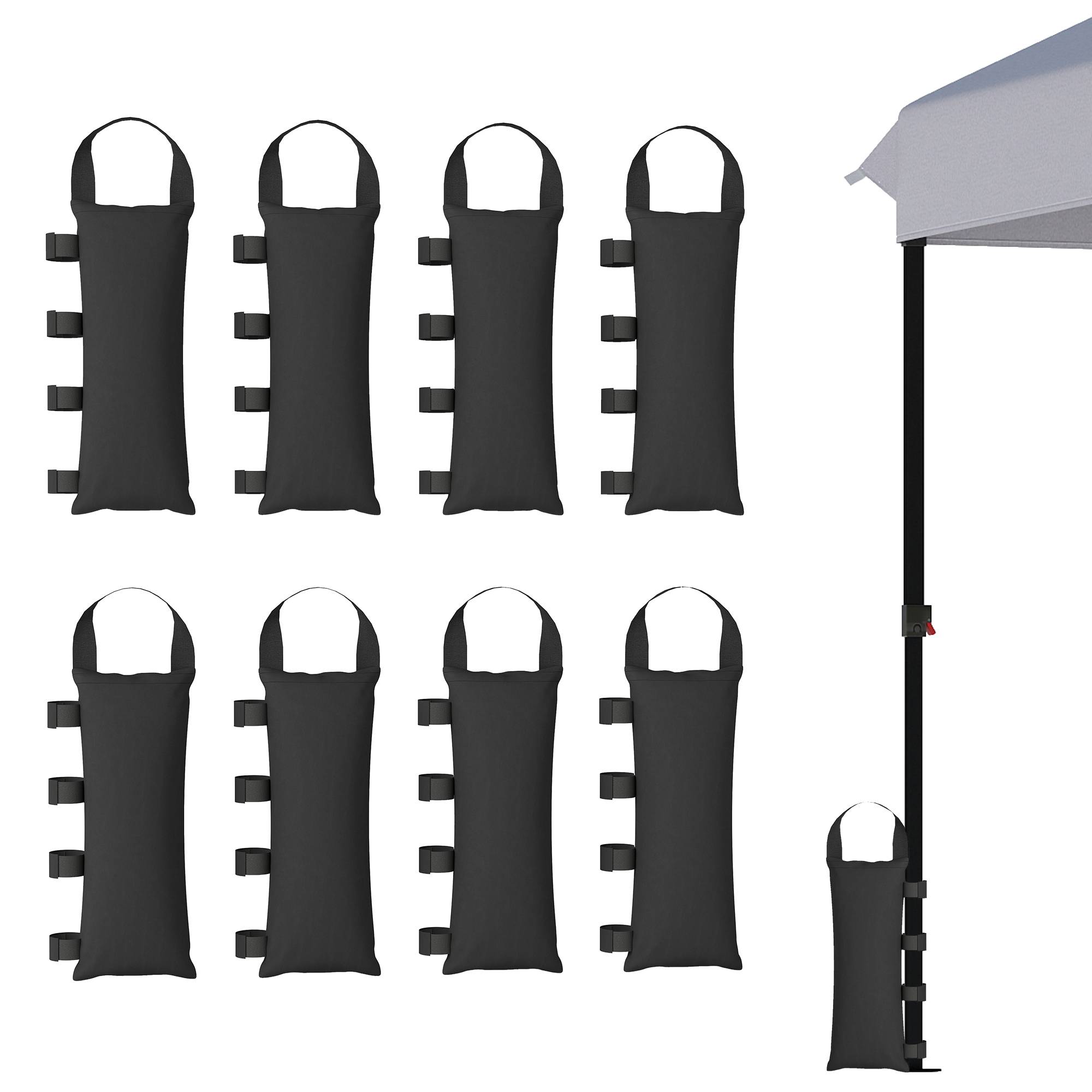 Lot de 8 sacs de lestage tissu Oxford tente barnum fixation velcro noir 20x50 cm - ComfortXL Outdoor Living - Image 1
