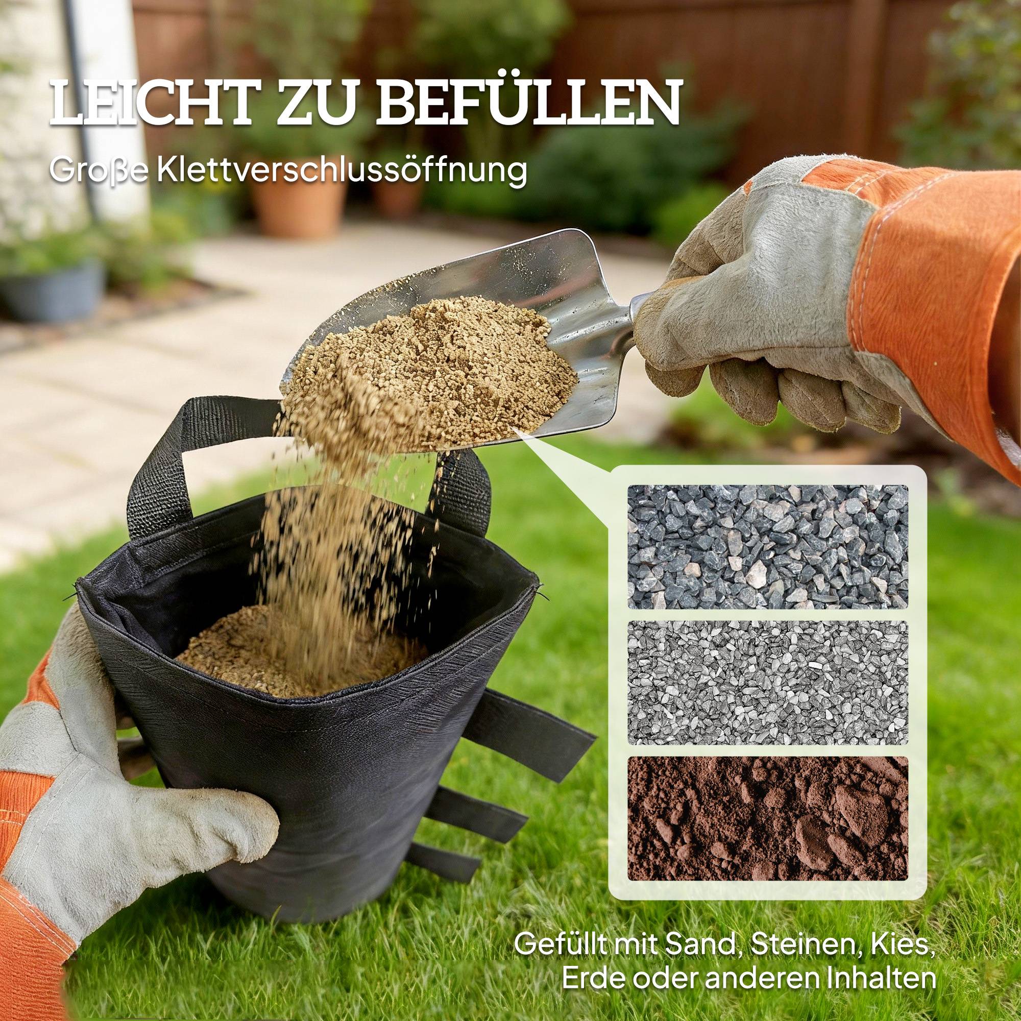Lot de 8 sacs de lestage tissu Oxford tente barnum fixation velcro noir 20x50 cm - ComfortXL Outdoor Living - Image 8