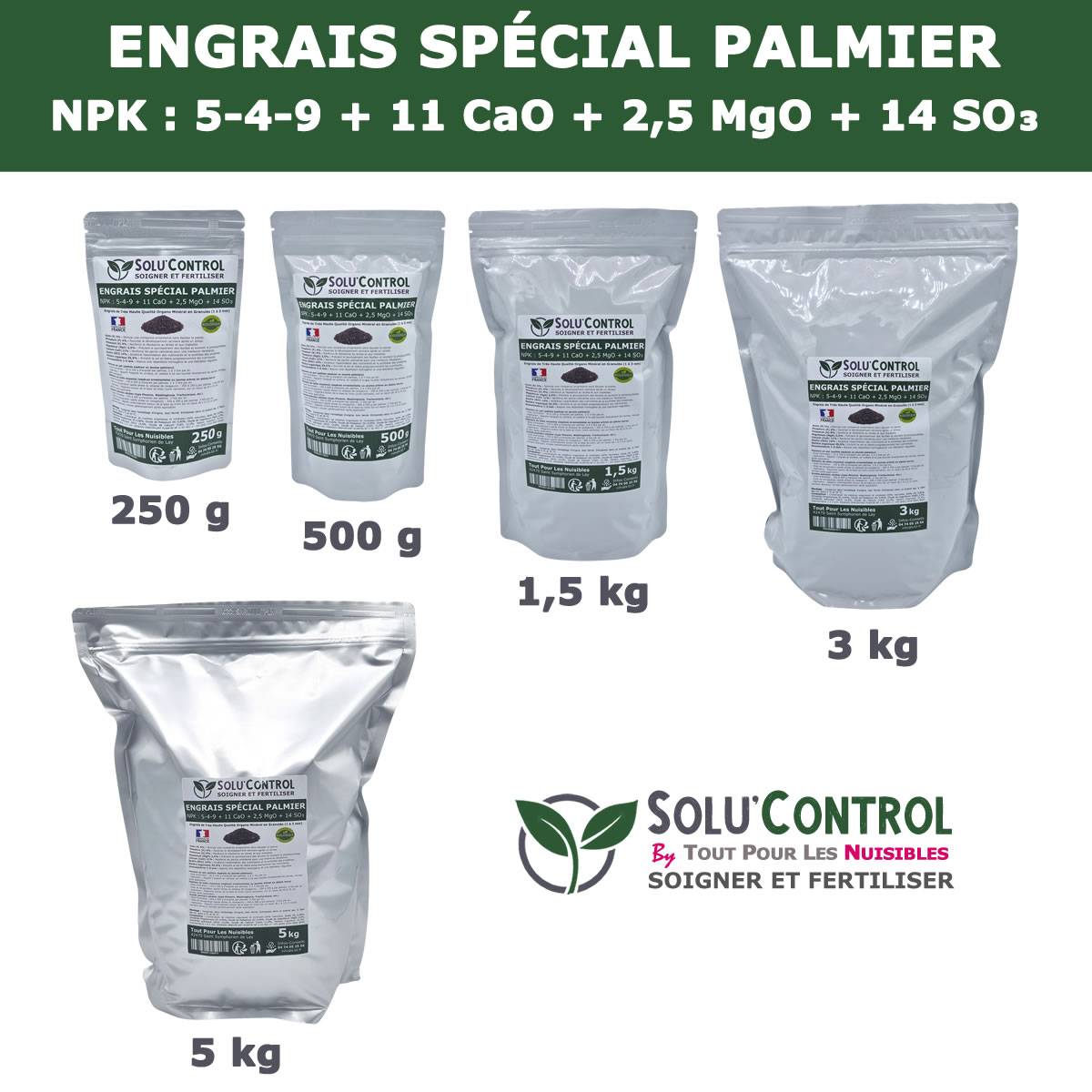 SOLU’CONTROL - Engrais Spécial Palmier 3 kg - Formulation haute qualité Organo-Minerale - Idéal après attaque charançon rouge, papillon du palmier - Image 5