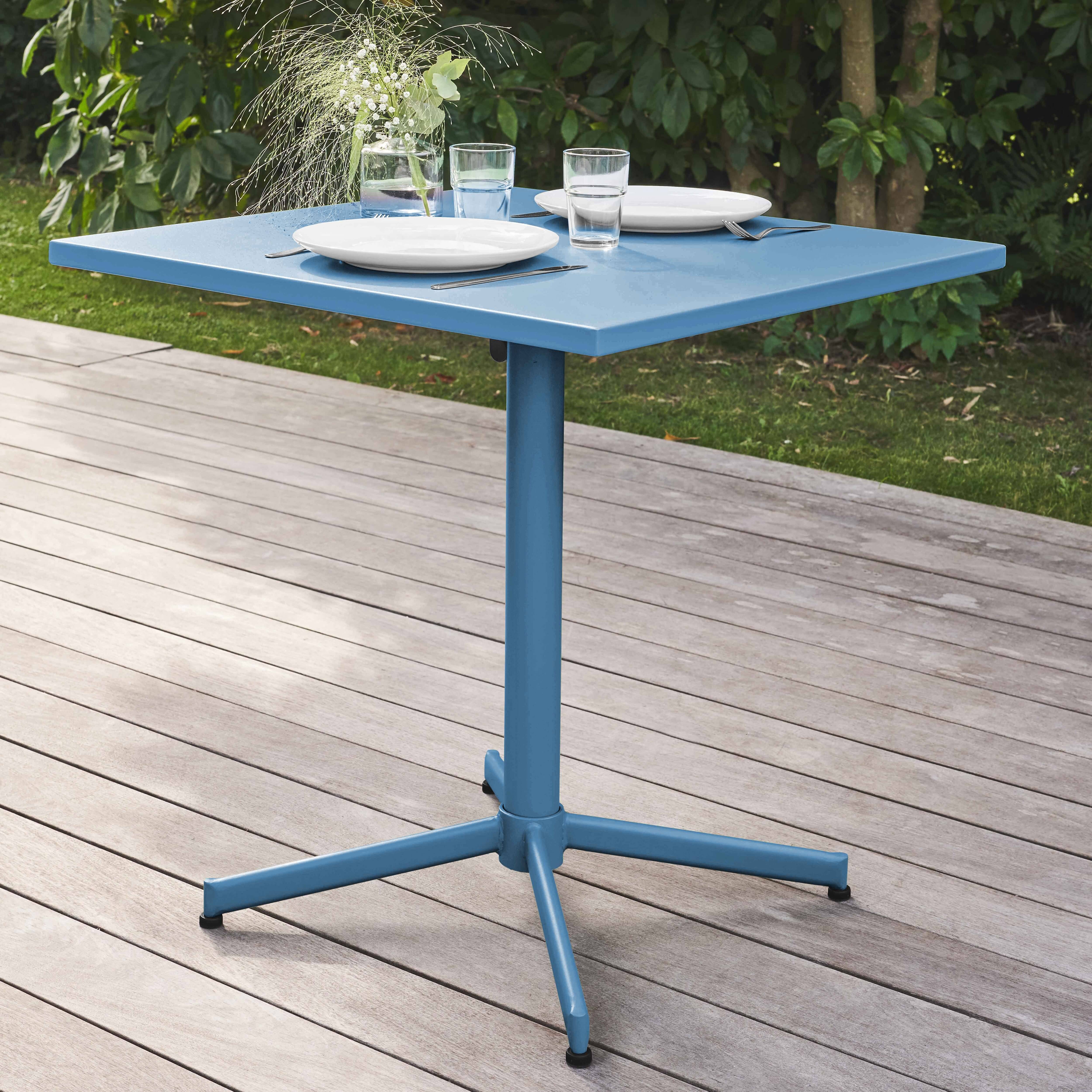 Oviala - Ensemble table de jardin carrée et 4 chaises bleu pacific Palavas - Oviala - Imagen 3