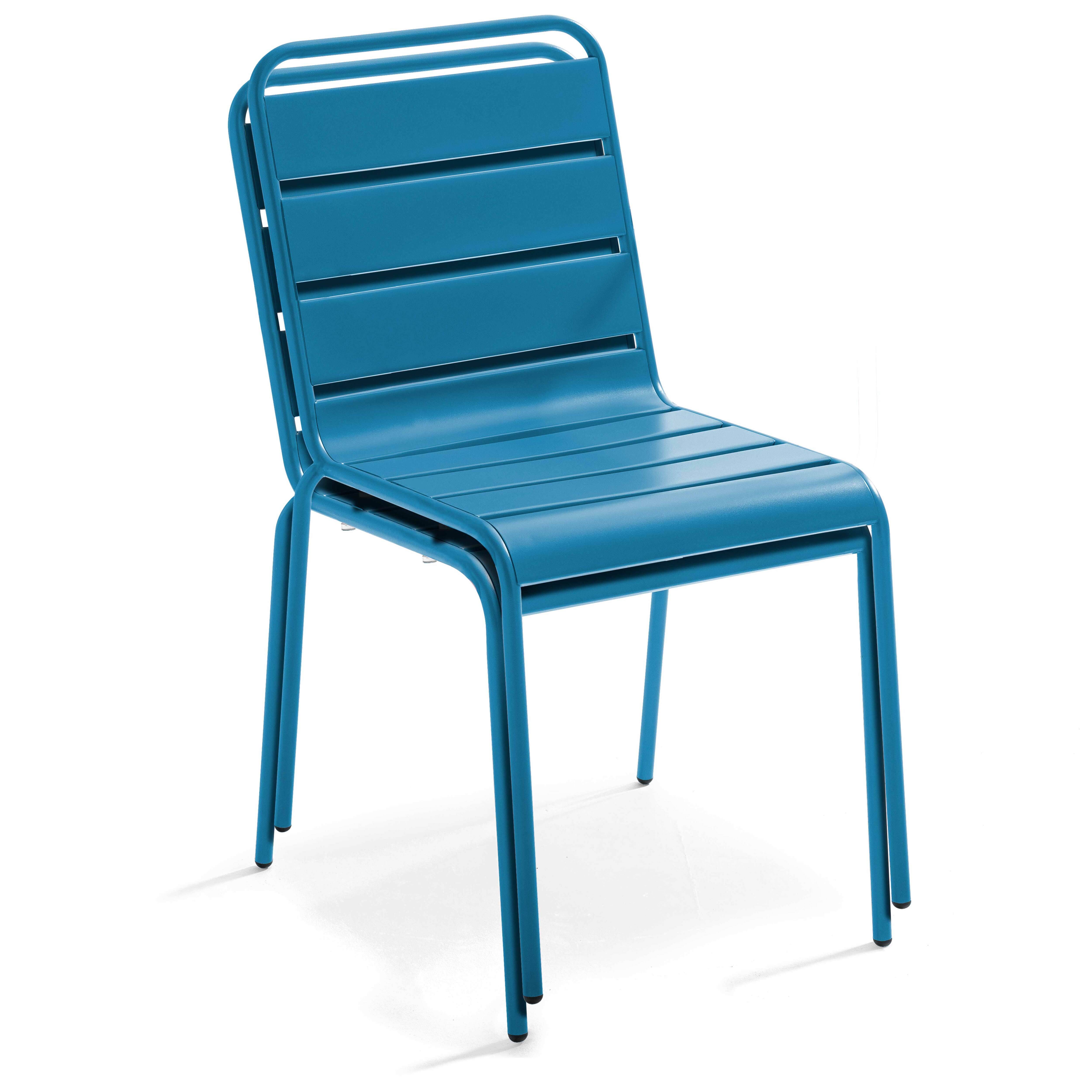 Oviala - Ensemble table de jardin carrée et 4 chaises bleu pacific Palavas - Oviala - Imagen 6