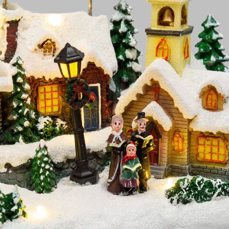 Lotti - Village de Noël LED Enneigé avec Eglise Père Noël sur Traineau Volant avec Rennes en Mouvement et Musique Lotti - Imagen 3