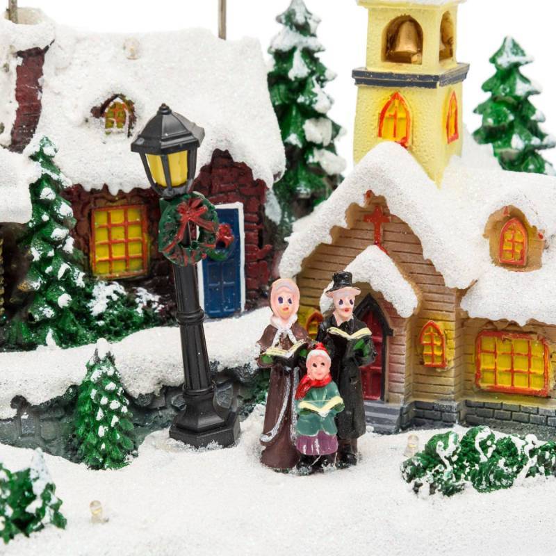 Lotti - Village de Noël LED Enneigé avec Eglise Père Noël sur Traineau Volant avec Rennes en Mouvement et Musique Lotti - Imagen 2