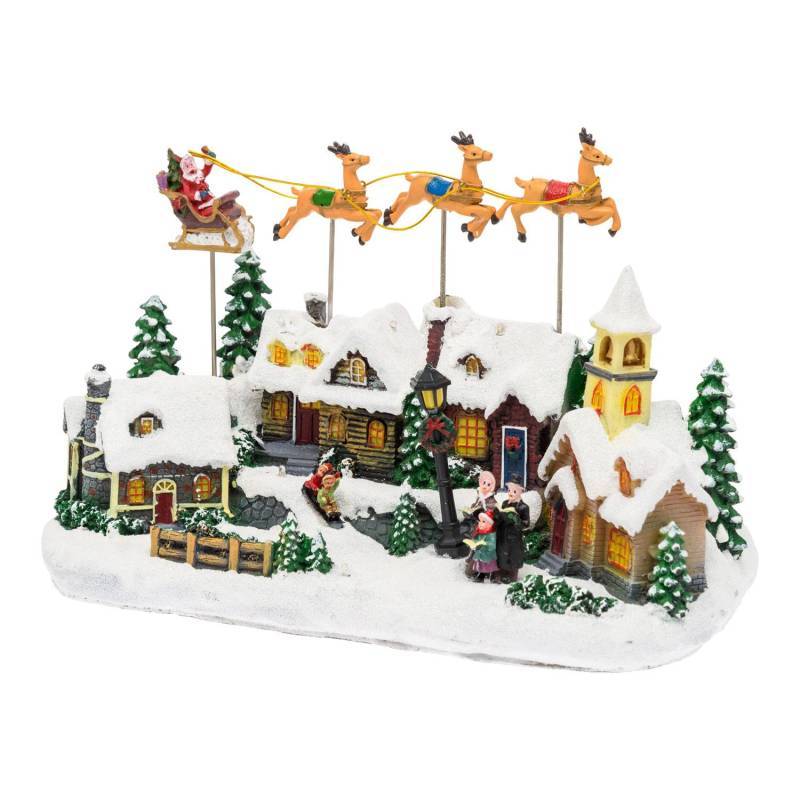 Lotti - Village de Noël LED Enneigé avec Eglise Père Noël sur Traineau Volant avec Rennes en Mouvement et Musique Lotti - Imagen 9