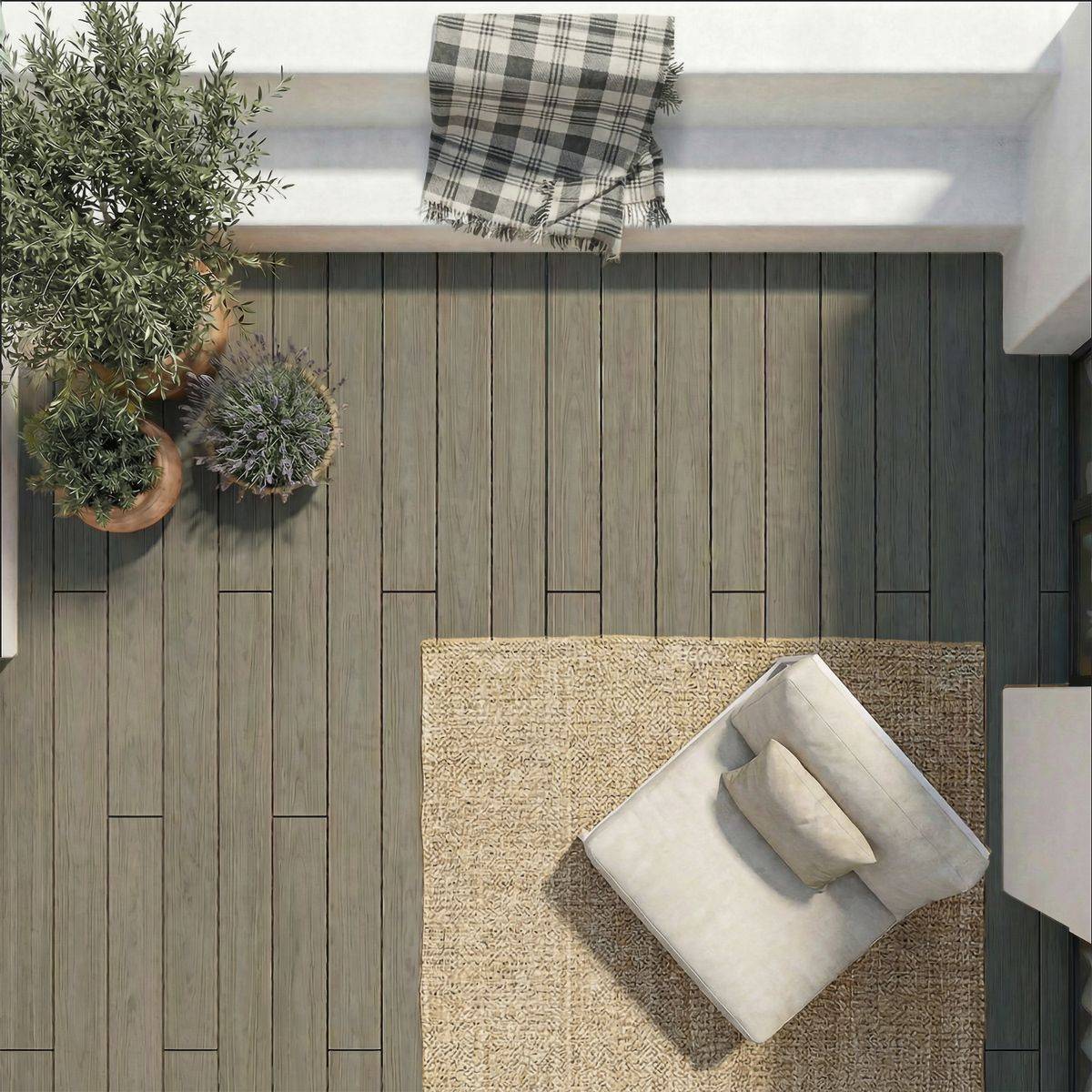 Kit terrasse composite co-extrudé HAVANA Argent 50 m² - lambourdes pin et clips inclus - Image 2