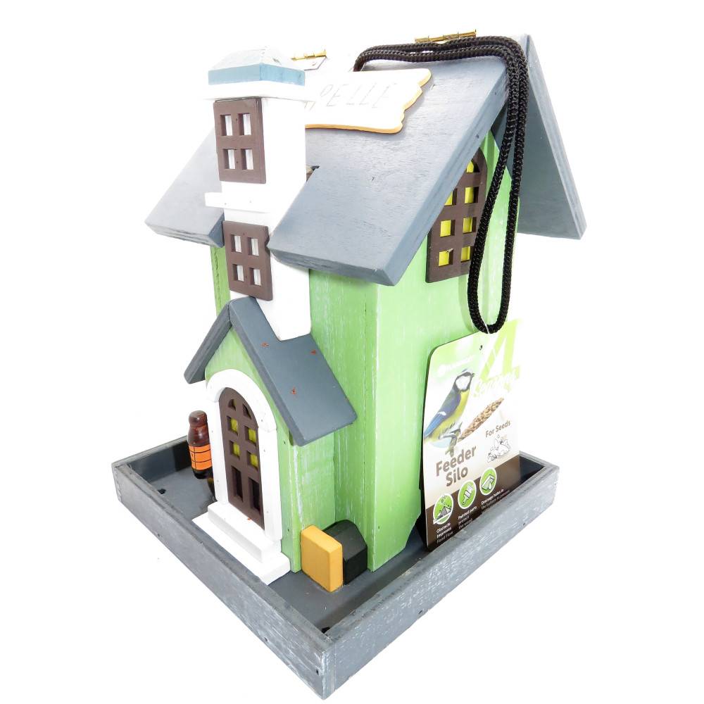 Mangeoire Chapelle en bois, à graines pour oiseaux 18 x 18 x 23 cm - Image 2