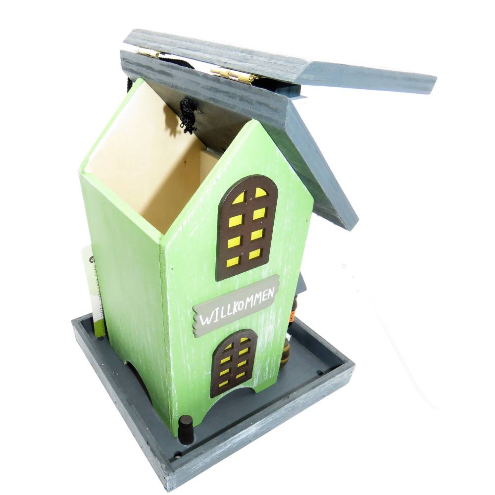 Mangeoire Chapelle en bois, à graines pour oiseaux 18 x 18 x 23 cm - Imagen 3