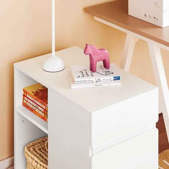SoBuy Caisson de Bureau Mobile à Tiroirs, Support d'Imprimante Roulant, Organisateur de Rangement - Blanc, 58x35x59 cm, ASK05-W - Image 4