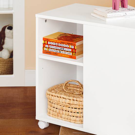 SoBuy Caisson de Bureau Mobile à Tiroirs, Support d'Imprimante Roulant, Organisateur de Rangement - Blanc, 58x35x59 cm, ASK05-W - Image 5