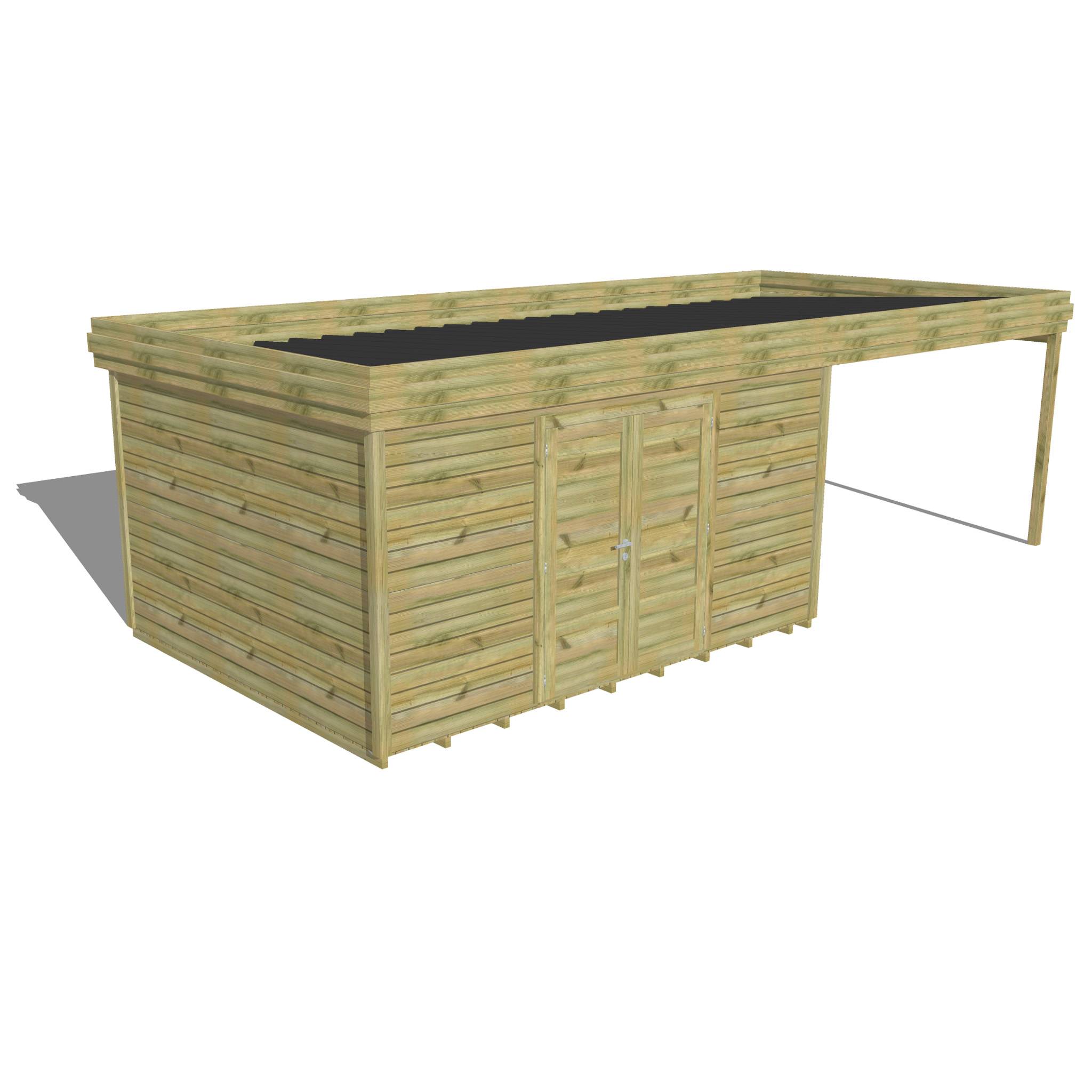 ABRI DE JARDIN bois  autoclave 27mm - 7,84x3,44m / 27m2 - Bac acier - Plancher bois - Image 1