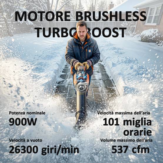 Souffleur batterie 20V moteur brushless 900W 3 vitesses turbo, chargeur - Image 6