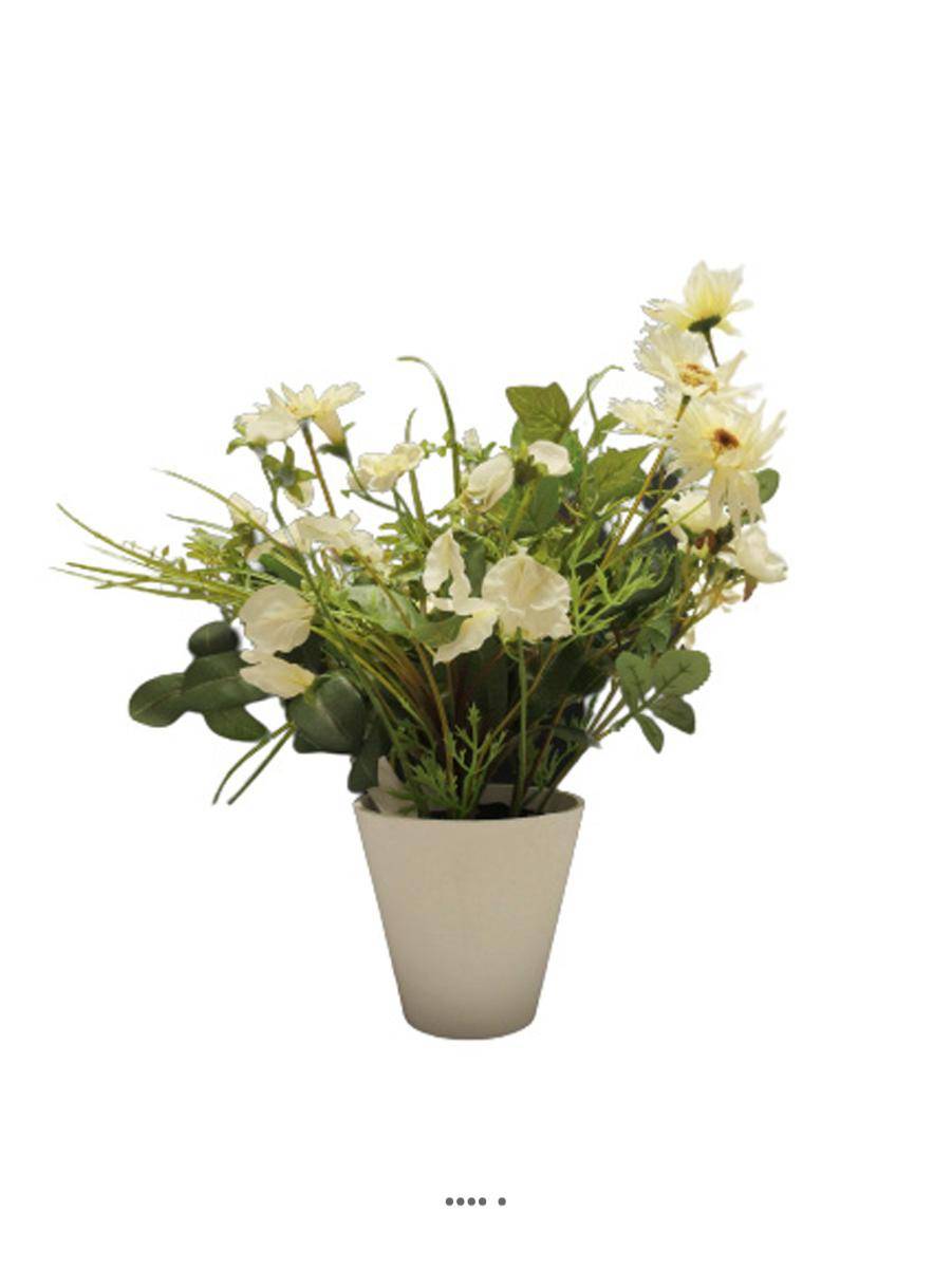Artificielles - Bouquet de fleurs artificielles en pot H 38 cm Crème - couleur: Crème - Imagen 1