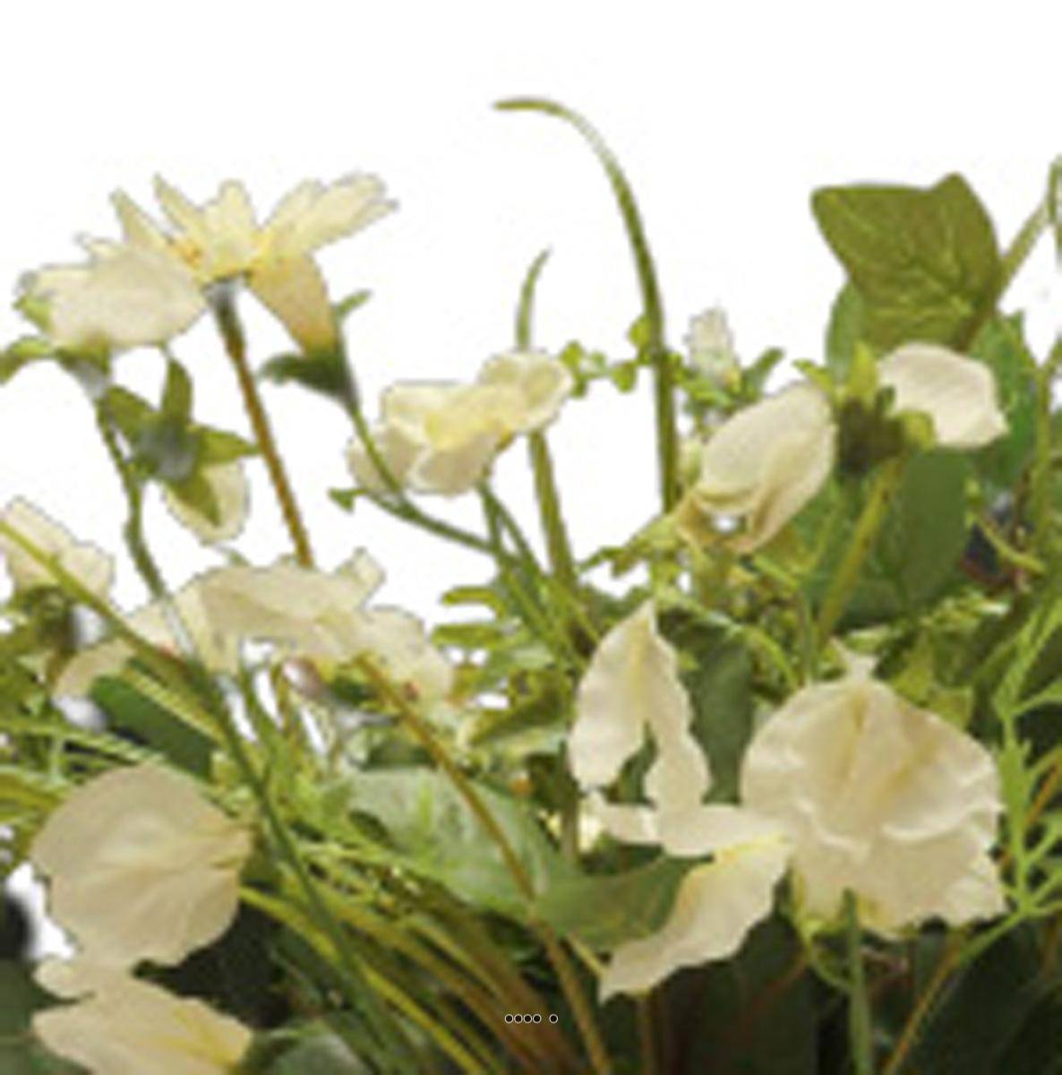 Artificielles - Bouquet de fleurs artificielles en pot H 38 cm Crème - couleur: Crème - Imagen 3
