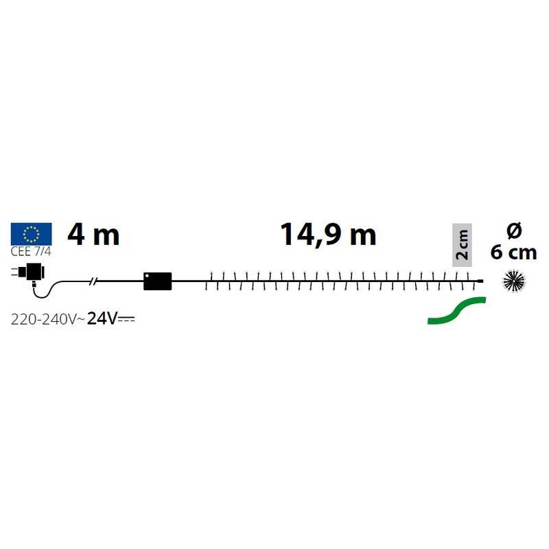 Lotti - Guirlande multicolore BOA 6cm 15M 8 animations 720 LED câble vert Lotti - Imagen 2
