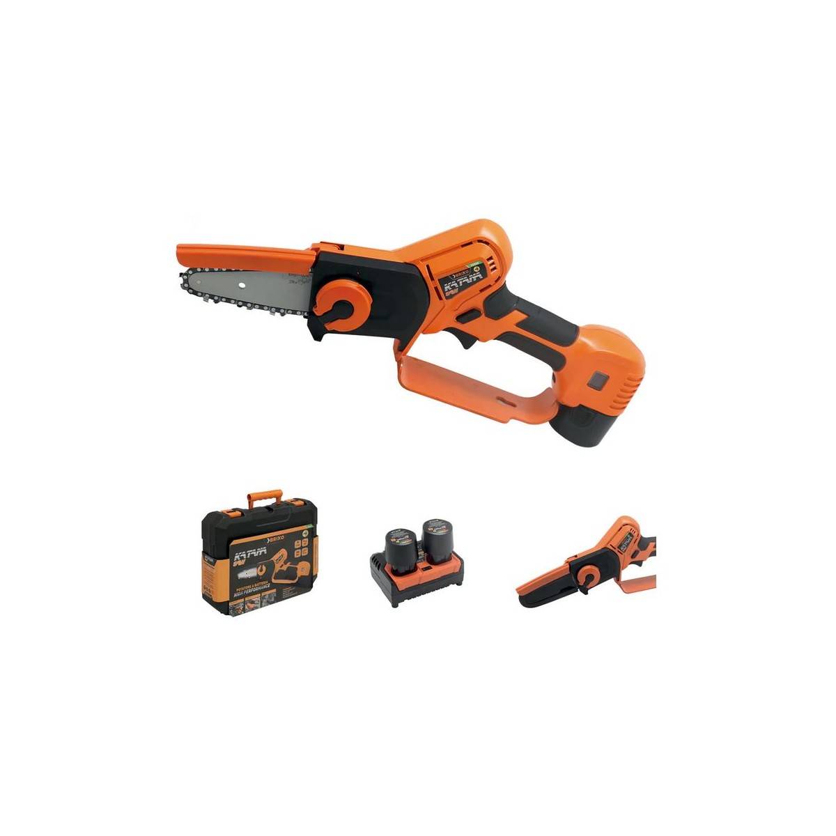 Mini tronçonneuse Scie sans fil 10,8V + 2 batteries 2,5 Ah + Chargeur double Mallette Scie électrique manuelle 300W Katana Brixo - Imagen 1