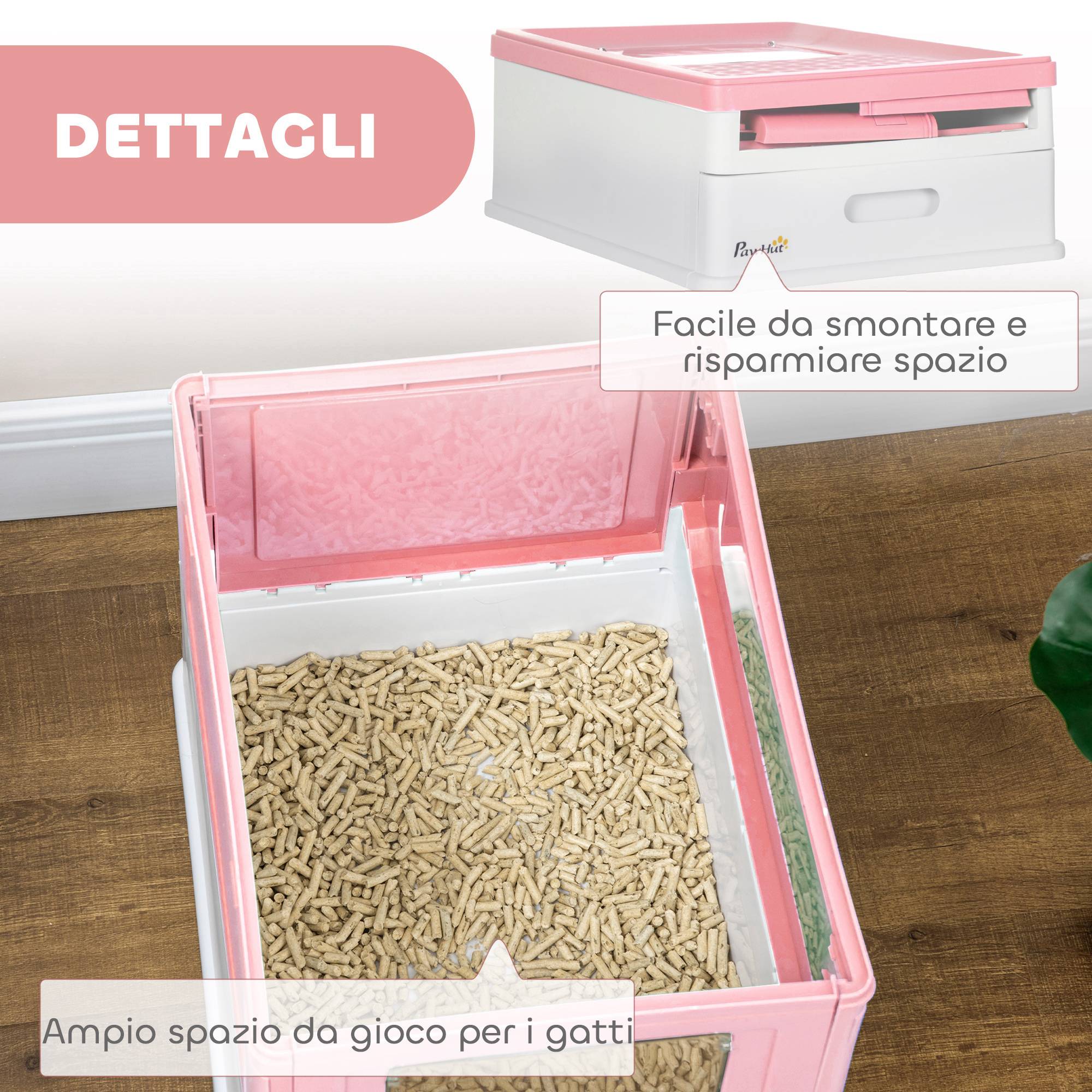 Grande maison toilette chat fermée plastique PP double accès tiroir pliable 47cm rose - ComfortXL Outdoor Living - Image 9