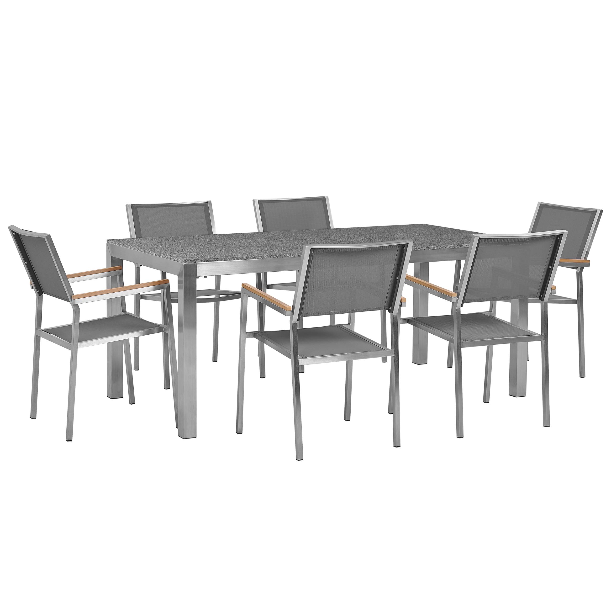 Beliani - Set de salle à manger, 6 Personnes Granit Gris GROSSETO - Beliani - Imagen 9