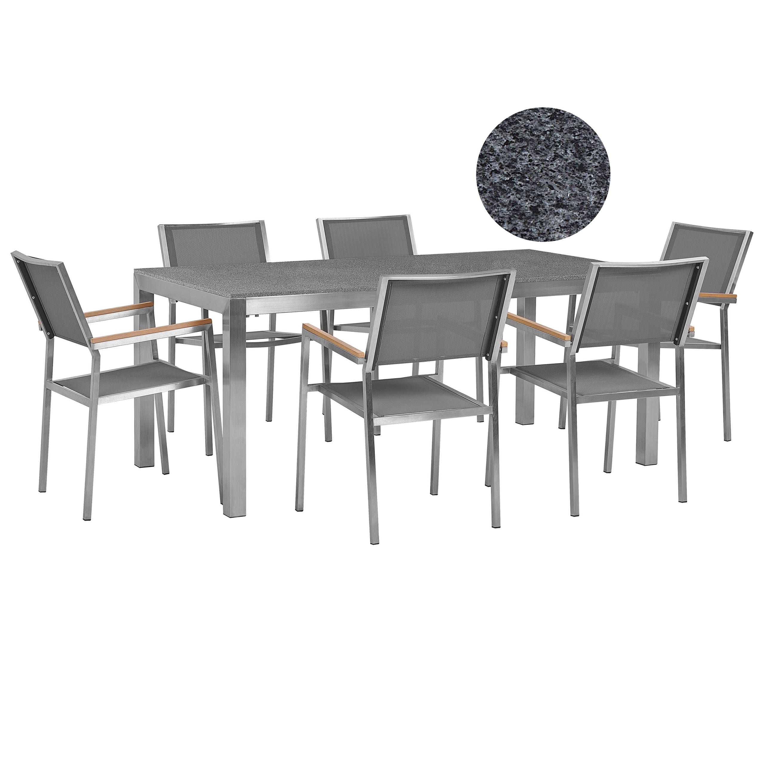 Beliani - Set de salle à manger, 6 Personnes Granit Gris GROSSETO - Beliani - Imagen 2
