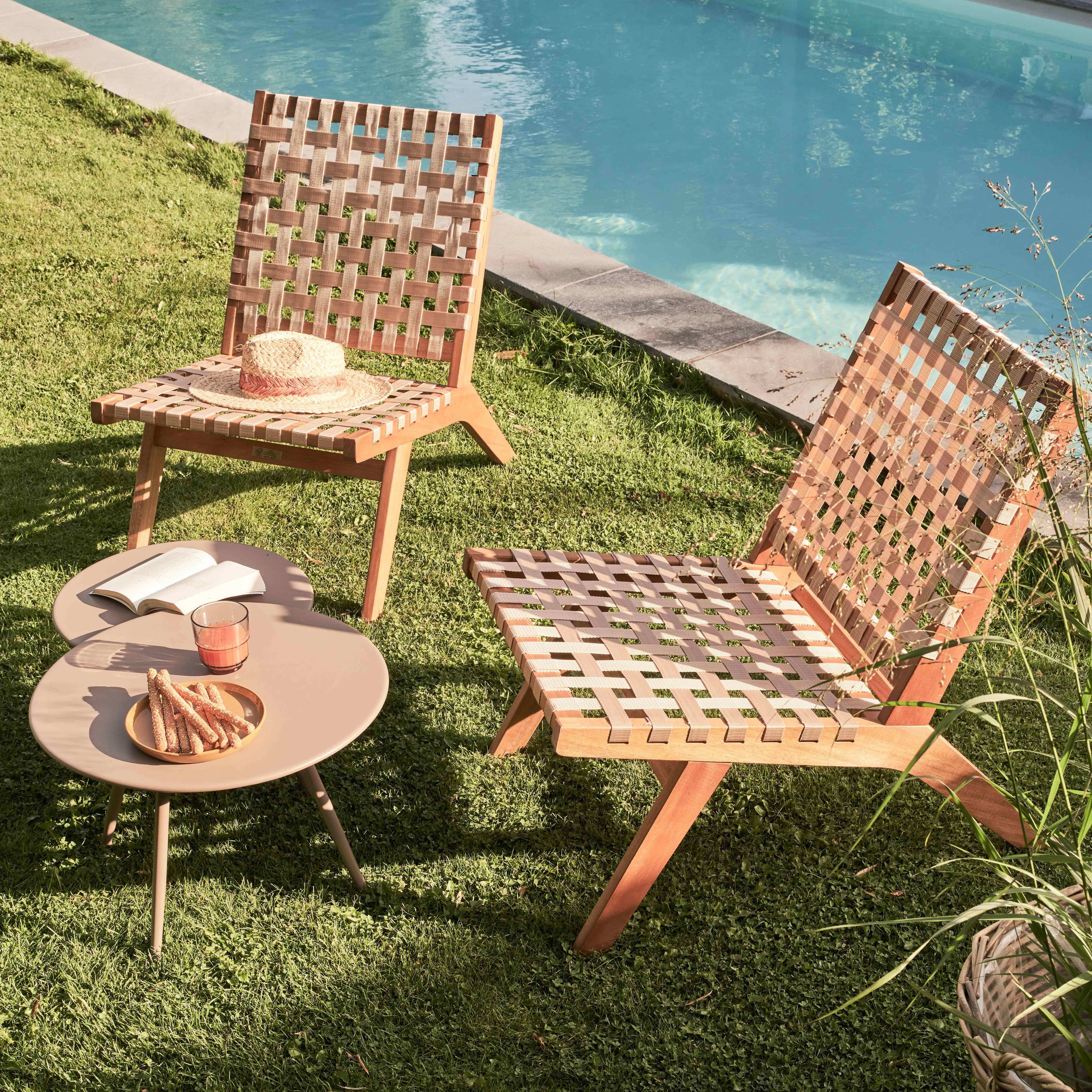 Oviala - Lot de 2 tables basses de jardin en acier taupe Palavas - Oviala - Imagen 3