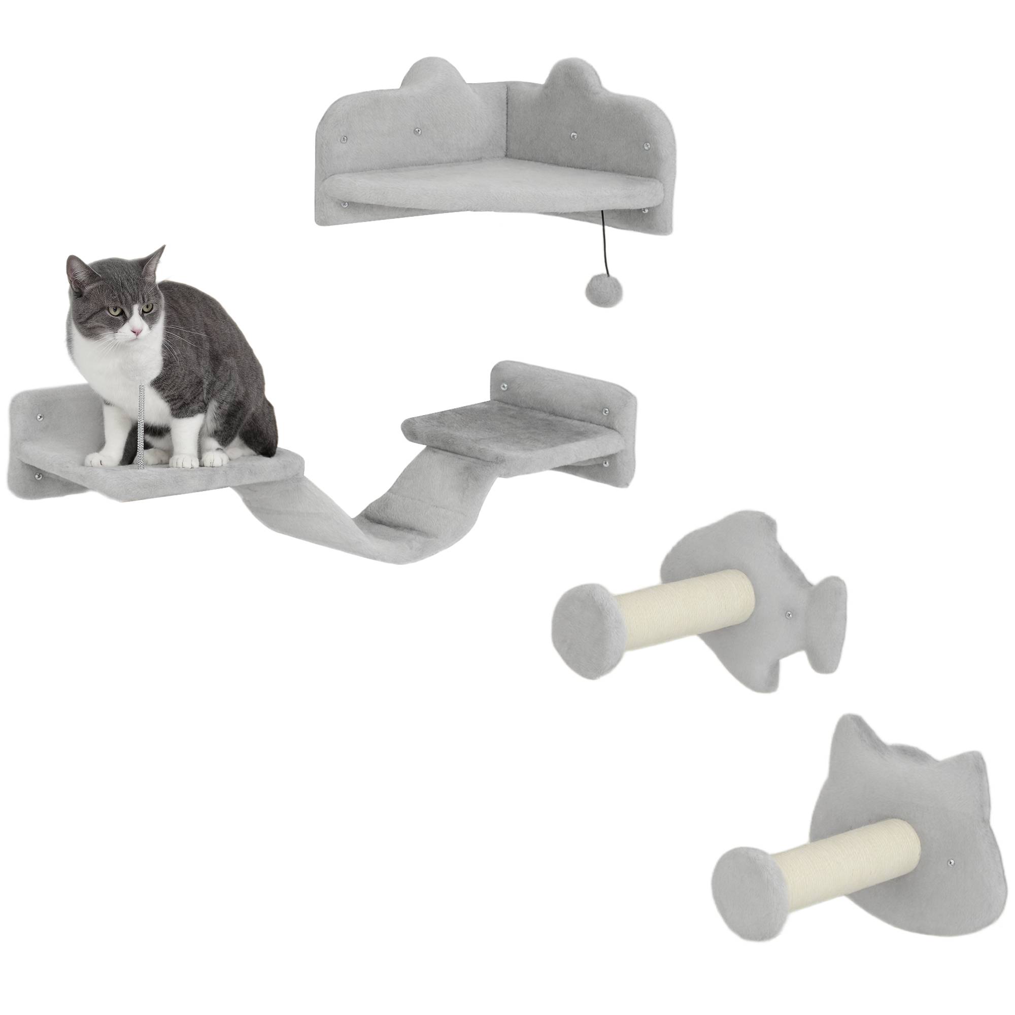 Set Étagères Murales pour Chat Design Ludique avec Griffoir Sisal et Plateformes Gris Clair - ComfortXL Outdoor Living