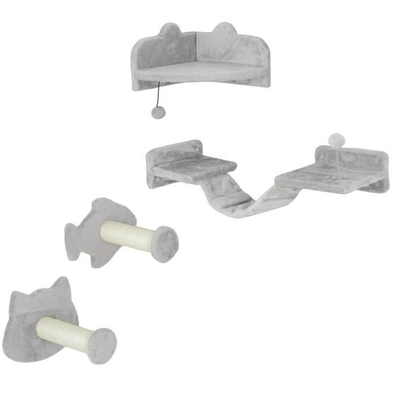 Set Étagères Murales pour Chat Design Ludique avec Griffoir Sisal et Plateformes Gris Clair - ComfortXL Outdoor Living - Image 2